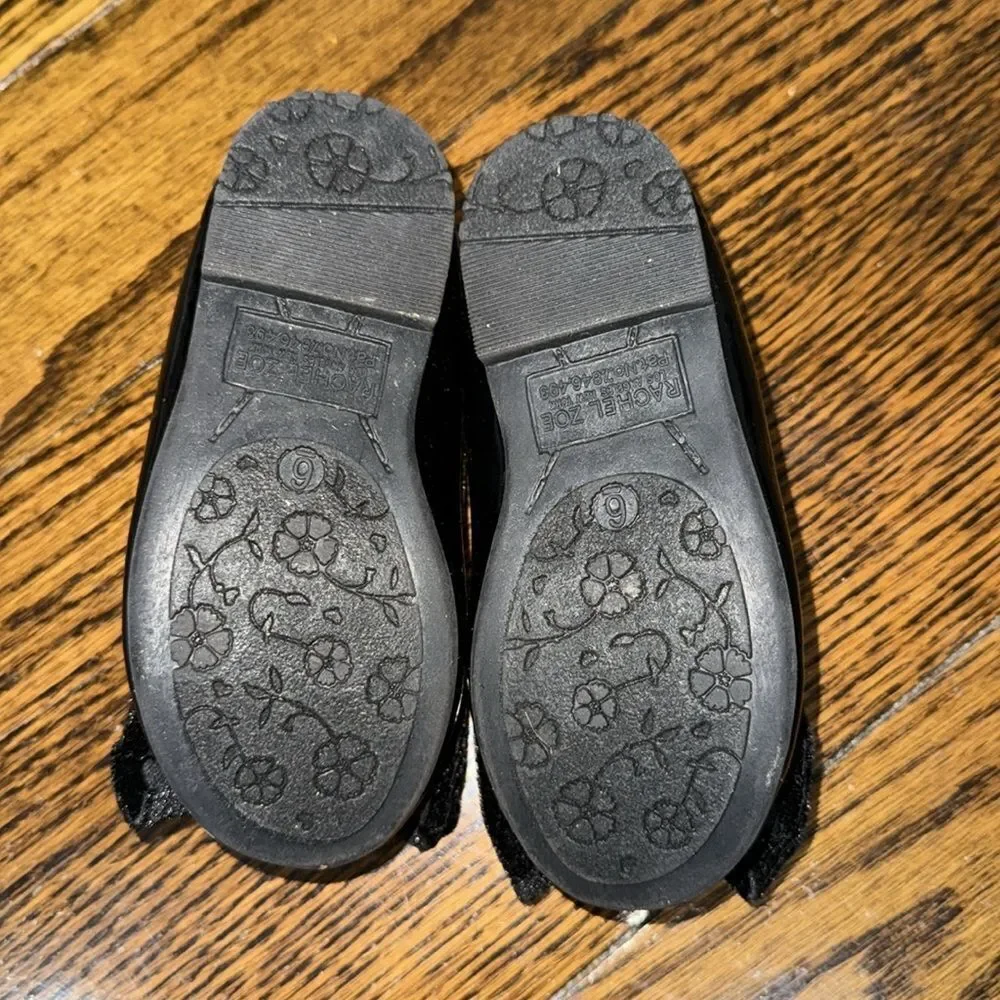 Rachel Zoe Black Velvet Kids Shoes with Bow 6
